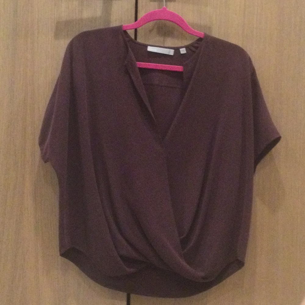 Silk v neck draped top